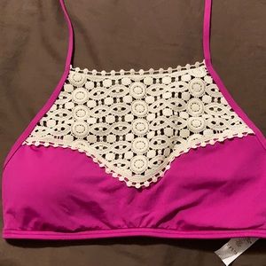 Pink and White bikini top